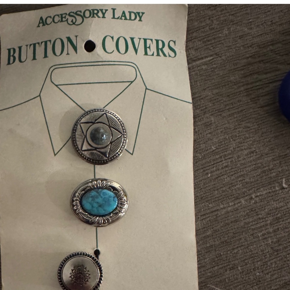 Accessory Lady Vintage Western Button Covers 6 Turquoise Star Longhorn Bull
